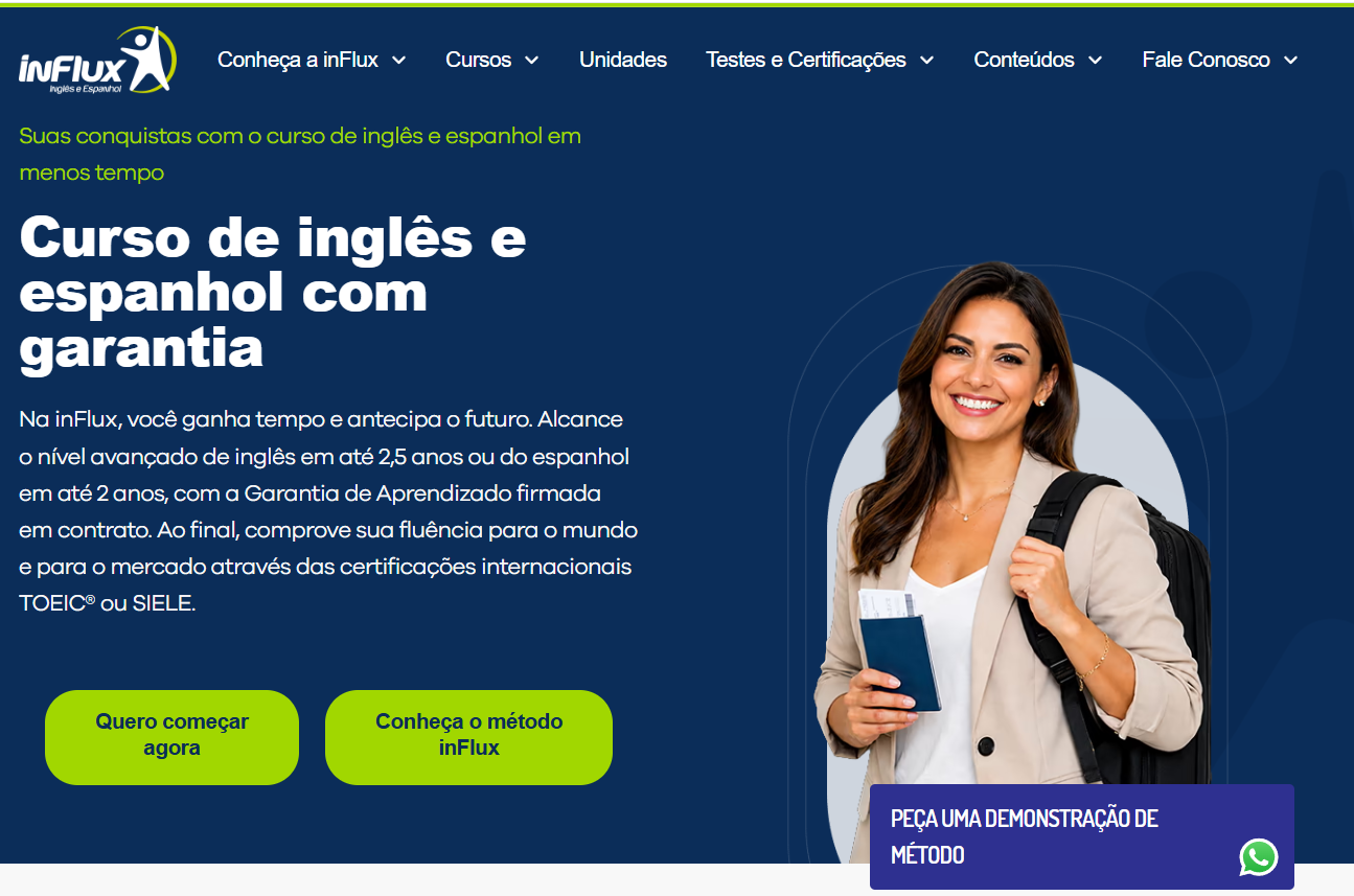 Site desenvolvido pela Cibien Design para inFlux — Escola de idiomas
